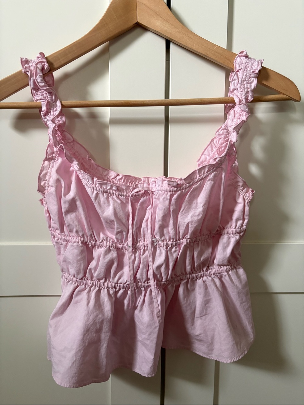 Sunday Best Light Pink Ruffled Strap Tank
